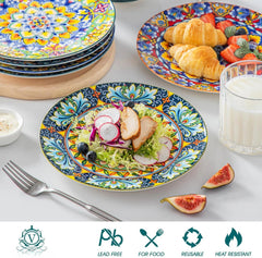 Salad Plate Set (6-8.5 inches), Ceramic Dessert Plate, Small Dinner Plate Set. 07FC0E-D4 - KOEEK