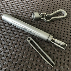 EDC Outdoor Key Titanium TC4 Multi Tools Set Holder Toothpick Tweezers Earpick 07FC0E-D4 - KOEEK