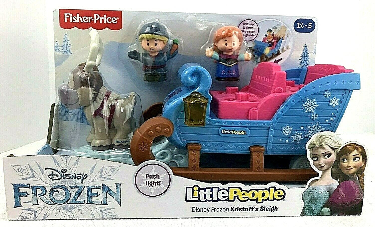 NIB Disney Frozen Kristoff's Sleigh Little People Anna Sven Light Up Christmas DISNEY - KOEEK