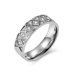 1 PC Men's Women's Stainless Steel Zircon Diamond Ring Finger Ring, 6#-12# 07FC0E-D4 - KOEEK