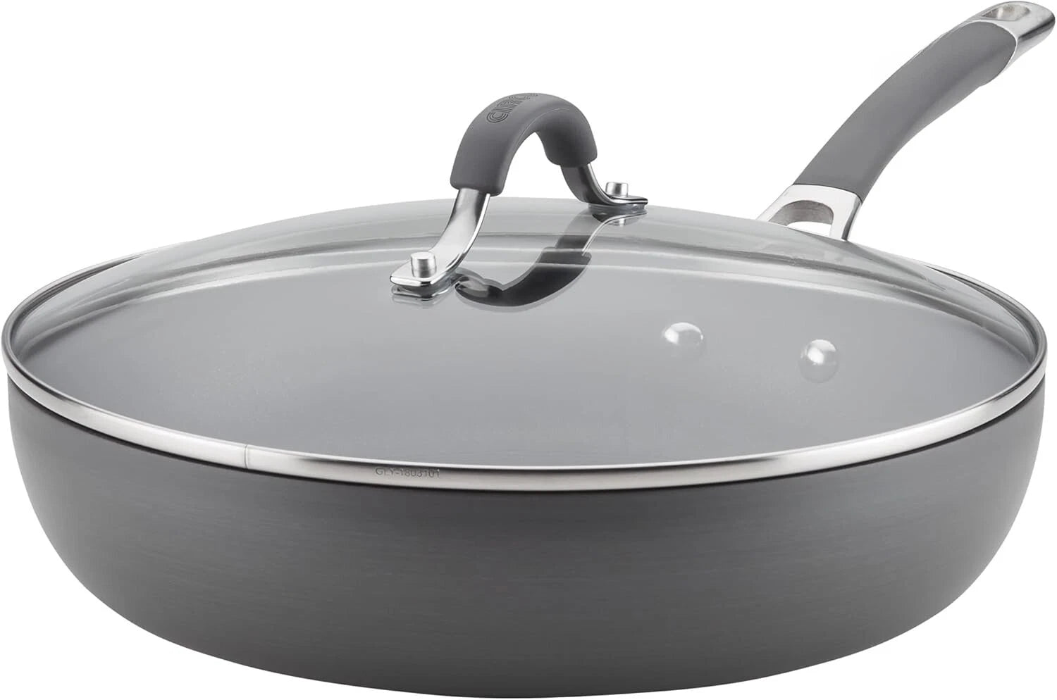 Deep Hard Anodized Non-Stick Pan with Lid - 12 inch, Gray 07FC0E-D4 - KOEEK