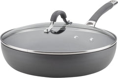 Deep Hard Anodized Non-Stick Pan with Lid - 12 inch, Gray