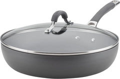 Deep Hard Anodized Non-Stick Pan with Lid - 12 inch, Gray 07FC0E-D4 - KOEEK
