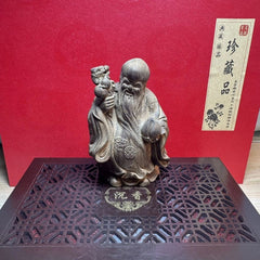 White Kyara Agarwood Shou Xing Figurine 11.5cm Wood Carving Home Decor Gift 07FC0E-D4 - KOEEK