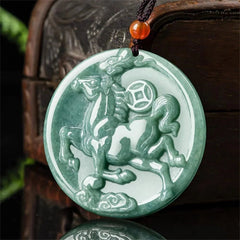 Natural Green Jade Carved Amulet Pendant Necklace Jade Vintage 07FC0E-D4 - KOEEK