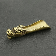 Brass Dragon Tea Scoop Handmade Tea Spoon Tea Ceremony Tea Tool Accessory 07FC0E-D4 - KOEEK