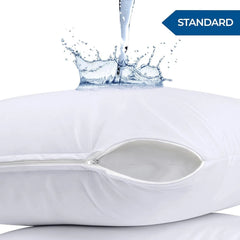Waterproof Pillow Protectors Zippered (2 Pack, White) Standard Size, Zippered 07FC0E-D4 - KOEEK
