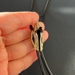 Brass Cape Shape Bola Bolo Tie Vintage Cowboy Waxed Rope Wedding Necklace Gifts 07FC0E-D4 - KOEEK