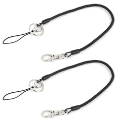 Hiking Camping Plastic Anti-lost Spring Elastic Rope Keyring Keychain Black 2pcs 07FC0E-D4 - KOEEK