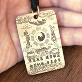 Brass Guan Gong Wu Caishen Pendant Tag Necklace Taoist Amulet Charm 07FC0E-D4 - KOEEK