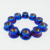 Burning blue M8x1.25mm Titanium Ti Sprocket Flange Nut MTB Motorcycle Bike 10pcs 07FC0E-D4 - KOEEK