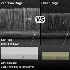 Area Rugs Living Room Grey Rugs for Bedroom 4x6 Carpet Fluffy Fuzzy Soft Shag 07FC0E-D4 - KOEEK