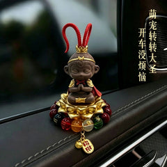 Zhuanzhuan Monkey King Car Ornament Vehicle Interior Decor Figurine 07FC0E-D4 - KOEEK