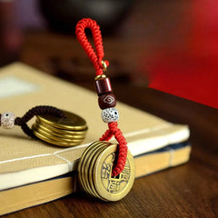 1Pc Thick Brass Five Emperor Coin Gourd Pendant Portable Keychain Pendant 07FC0E-D4 - KOEEK