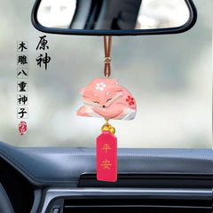 Wood Carving Car Hanging Ornament Rearview Mirror Decor Pendant 07FC0E-D4 - KOEEK