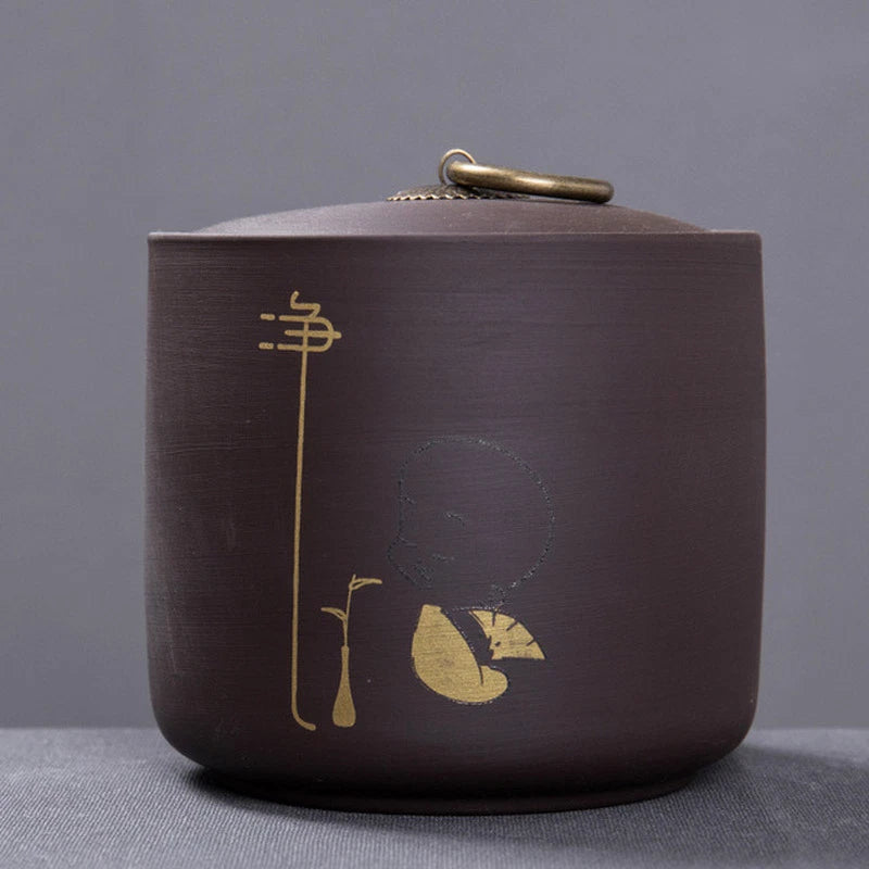 Purple Clay Tea Caddy Puer Tea Storage Tea Jar Candy Dried Fruit Container Box 07FC0E-D4 - KOEEK