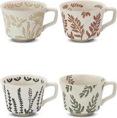 Ceramic Coffee Mugs, 12 oz Novelty Unique Tea Mugs with Large Handles, Set of 4 07FC0E-D4 - KOEEK