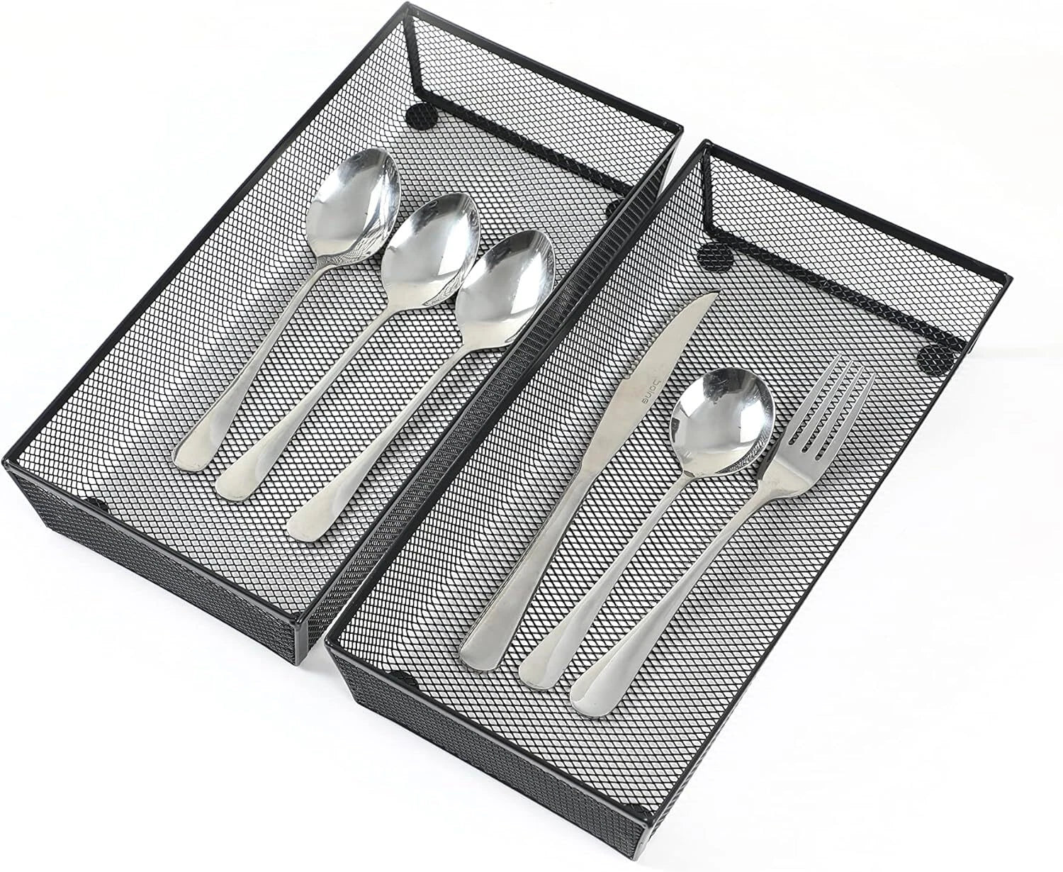 3-Piece Mesh Drawer Organizer, Cutlery Tabletop Storage Tray (12 x 6 x 2 inches) 07FC0E-D4 - KOEEK