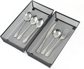 3-Piece Mesh Drawer Organizer, Cutlery Tabletop Storage Tray (12 x 6 x 2 inches) 07FC0E-D4 - KOEEK