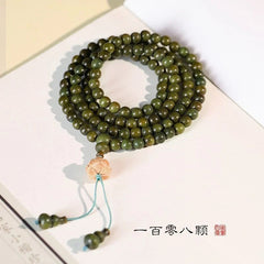 108 Beads Bracelet 8mm Green Sandalwood Aged Wood Unisex Buddhist Prayer Mala 07FC0E-D4 - KOEEK