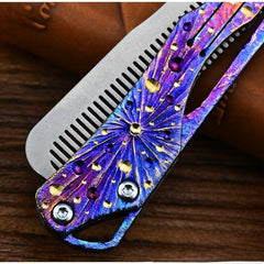 Handmade Titanium Folding Comb Hair Beard Pocket Comb EDC Portable Anti-Static 07FC0E-D4 - KOEEK