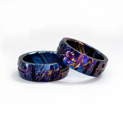 Damascus Titanium Ring CNC Made Men Women Finger Rings Pendant Accessories 07FC0E-D4 - KOEEK
