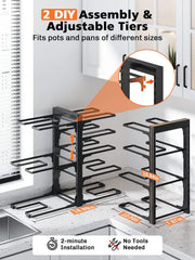 8 Tier Heavy Duty Adjustable Pan Organizer, Cabinet Storage and Organization