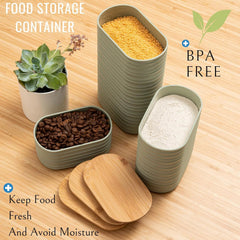 3 Pcs Olive Green Canisters Sets For The Kitchen, Airtight Plastic Canister 07FC0E-D4 - KOEEK