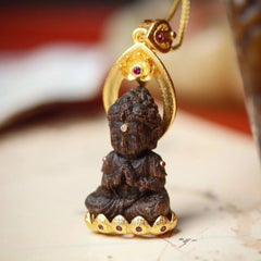 Nha Trang Agarwood Dainichi Nyorai Pendant Necklace Handmade Amulet 07FC0E-D4 - KOEEK