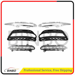 Pair of Front Bumper Grille w/ DRL LED Fog Light Lamp Kit for Benz W221 2010-12 07FC0E-D4 - KOEEK