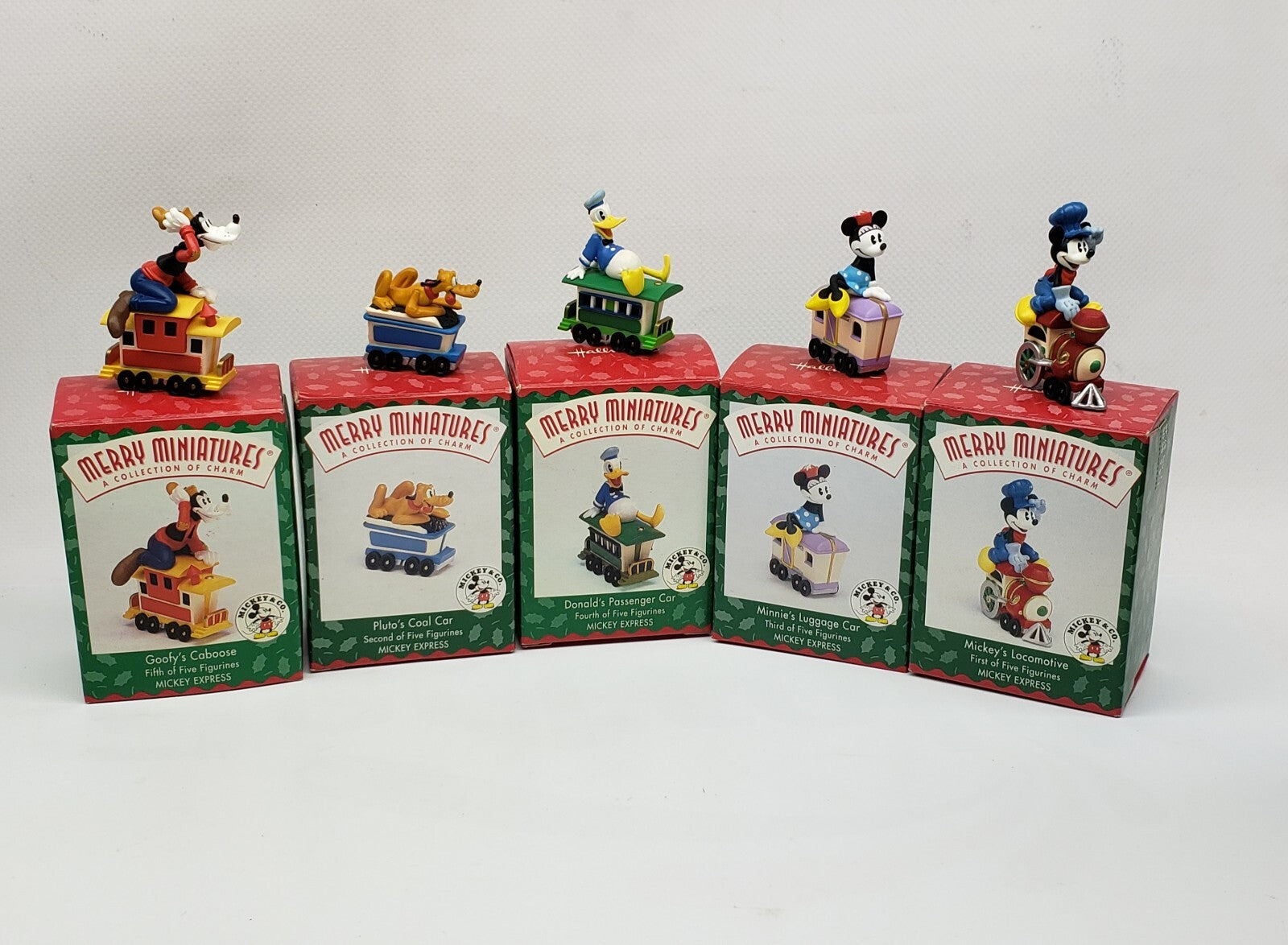 1998 Hallmark Merry Miniatures "Mickey Express" Disney Train Figurines Full Set! HALLMARK - KOEEK