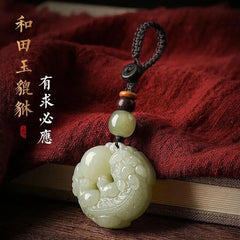 Pi Xiu Car Key Ring Safety Knot Pendant White Jade Pendant Money Drawing 07FC0E-D4 - KOEEK