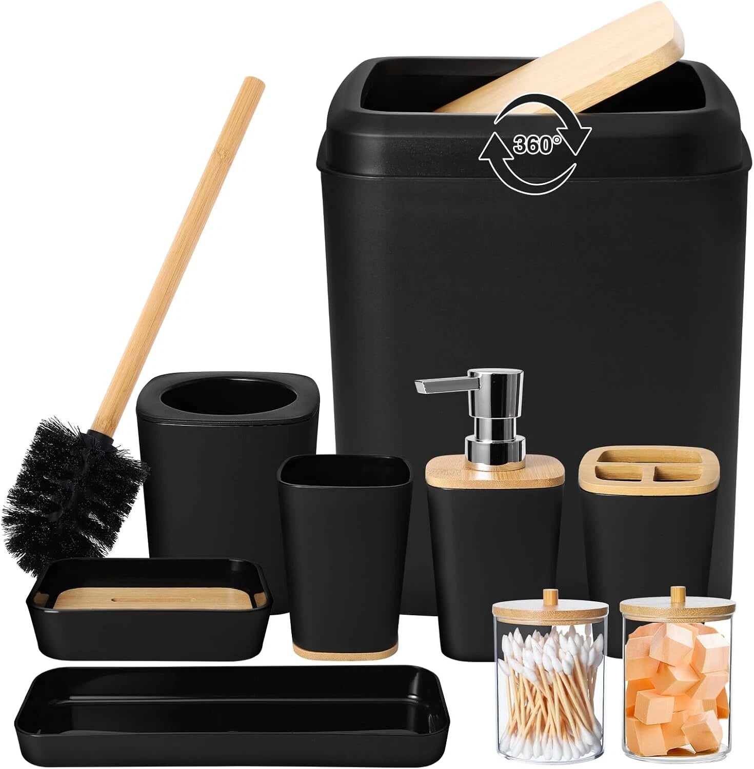 Bathroom Accessory Set, 9 Piece Black Bathroom Accessory Bathroom Decoration 07FC0E-D4 - KOEEK