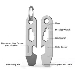 EDC Mini Titanium Alloy Keychain Pry Bar EDC Crowbar Opener Outdoor Multi Tools 07FC0E-D4 - KOEEK