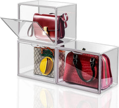 3Pack Closet Clear Plastic Handbag Organizer, Acrylic Handbag Display Case 07FC0E-D4 - KOEEK