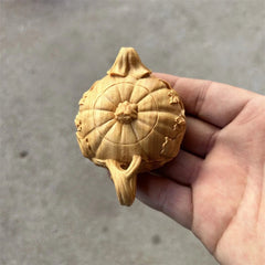 8cm Boxwood HandCarved Auspicious Pumpkin Plum Blossom Pot Tea Pet Ornament 07FC0E-D4 - KOEEK