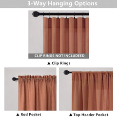 Terracotta curtains, 84 inches long, 2 panels, dimensions: 52 x 84 inches 07FC0E-D4 - KOEEK