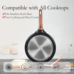 9.5 Inch Crepe Pan with Spreader,Nonstick Ceramic Flat Skillet Dosa Tawa Comales 07FC0E-D4 - KOEEK