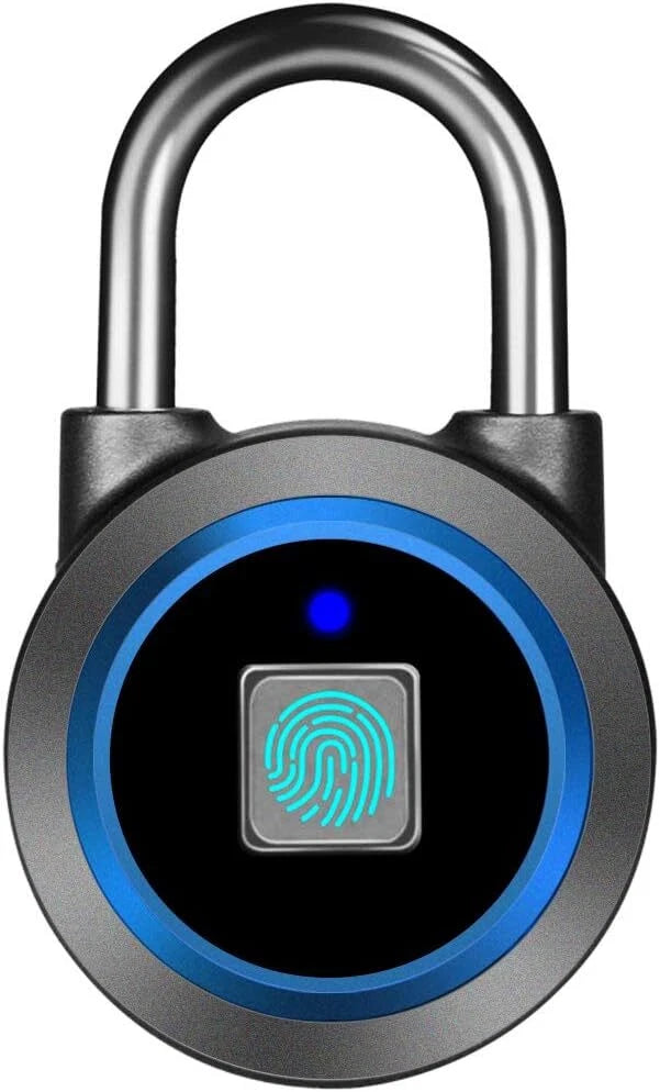Fingerprint Padlock, Bluetooth Lock, Mobile APP, Smart Padlock, Waterproof, Blue 07FC0E-D4 - KOEEK