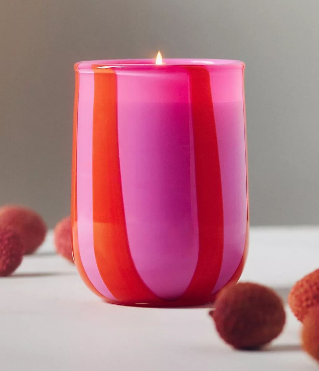 ANTHROPOLOGIE PIPER LYCHEE CLEMENTINE PINK GLASS CANDLE 💕~ 70 hr 15.34 oz. ANTHROPOLOGIE - KOEEK