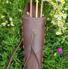 Medieval PU Leather Back Bow European Arrow Quiver Holder Stage Perform Props 07FC0E-D4 - KOEEK