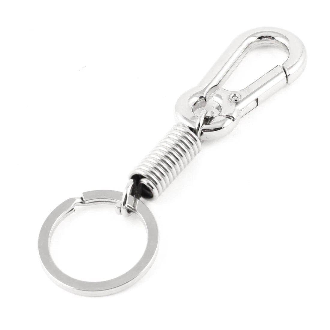 Silver Tone Carabiner Hook Spring Design Keychain Keyring 11cm Length 07FC0E-D4 - KOEEK