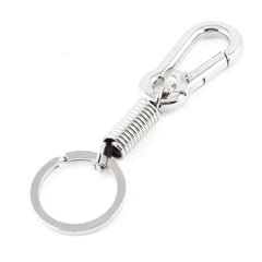 Silver Tone Carabiner Hook Spring Design Keychain Keyring 11cm Length 07FC0E-D4 - KOEEK