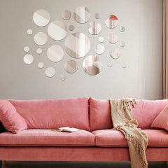 Real Glass Round Mirror Tiles Frameless Round Wall Mirrors Glass Mirror Tiles 07FC0E-D4 - KOEEK