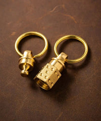 EDC Solid Brass Insert Buckle Gimbal Ring Portable Double Keychain Pendant Tool 07FC0E-D4 - KOEEK