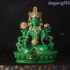 8" Buddhist Patriarch Resin Green Tara Bodhisattva Statue Amulet Decoration 07FC0E-D4 - KOEEK