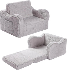 Kids Chairs for Toddler, 2-in-1 Toddler Soft Sherpa Couch Fold Out, Convertible 07FC0E-D4 - KOEEK