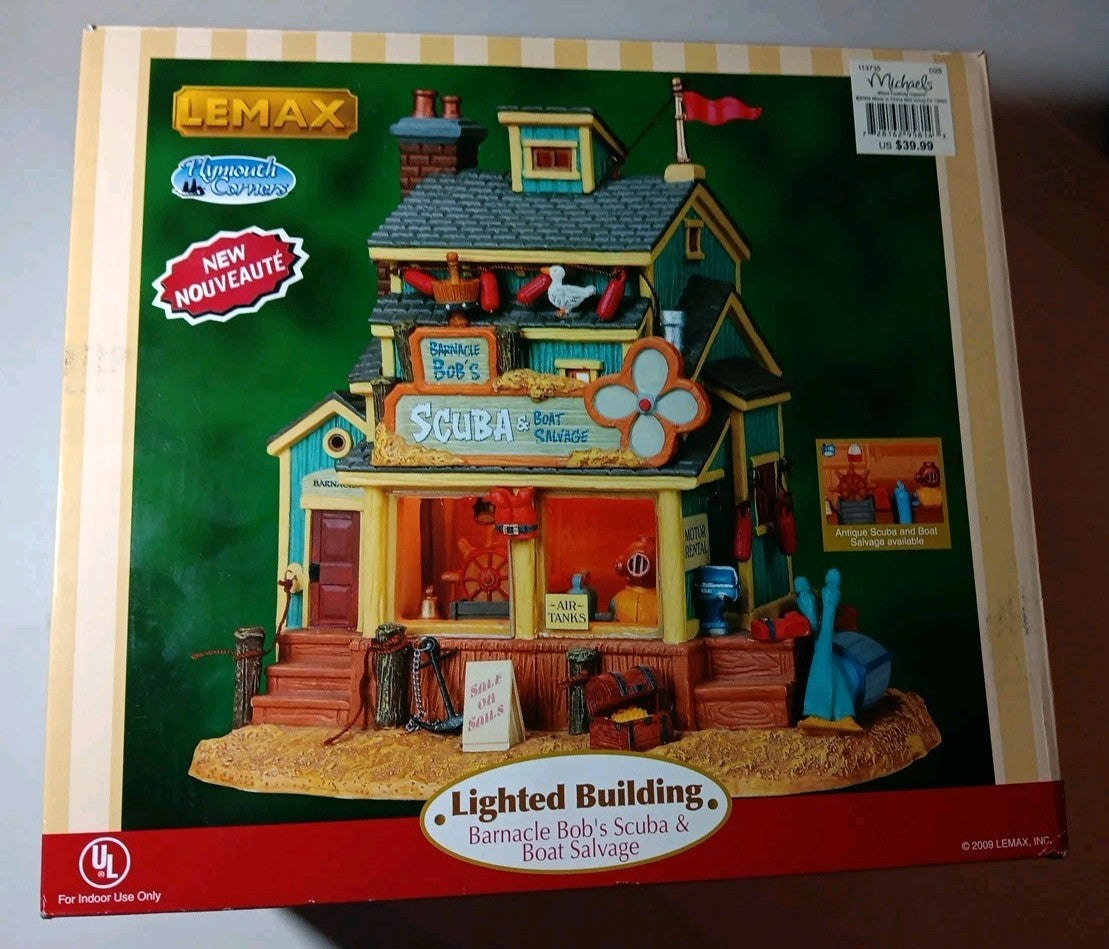 Lemax Barnacle Bob's Scuba & Boat Salvage Lighted Building, 2009 #95814 *READ* LEMAX - KOEEK