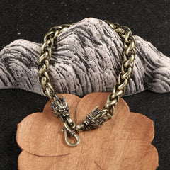 Brass Zodiac Dragon Bracelet Simple Street Dance Fashion Jewelry Men Women 07FC0E-D4 - KOEEK