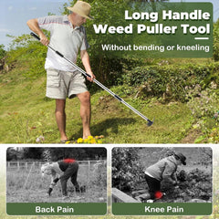 Weed Puller Tool with Long Handle -60" Manual Weeder Remover Tool,Hand Weed Rake 07FC0E-D4 - KOEEK
